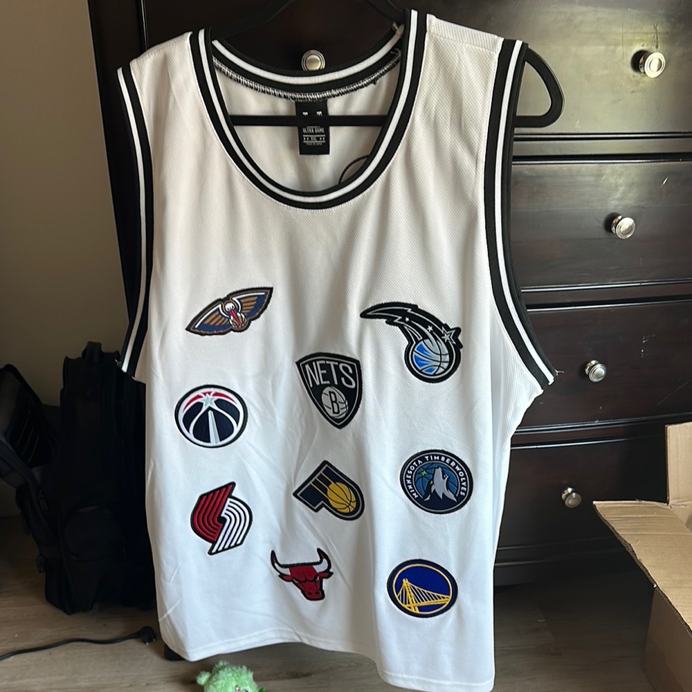 White NBA Team Logo Jersey